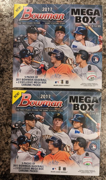 (2) 2017 Bowman Chrome Sealed Mega Box lot