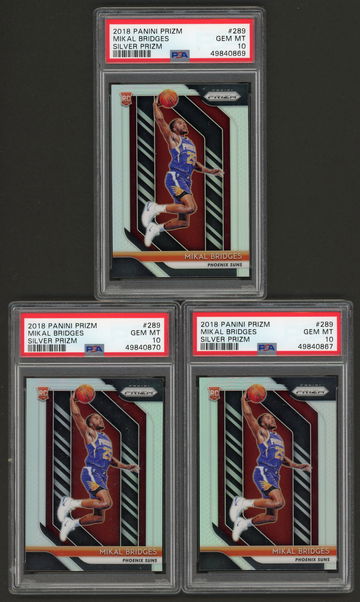 Lot Of 3 2018 Mikal Bridges Panini Prizm Silver PSA 10s