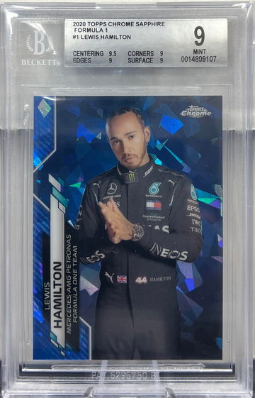 2020 F1 Topps Chrome Sapphire Lewis Hamilton #1 Portrait BGS 9