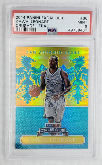 KAWHI LEONARD 2014 Panini Excalibur Crusade #36 Teal 04/35 Clippers - PSA 9 MINT