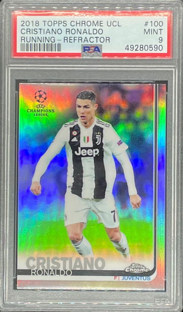 2018 Topps Chrome UEFA Champions League Cristiano Ronaldo Refractor PSA 9 Mint #100