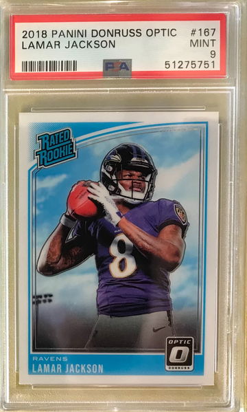 Lamar Jackson Rookie - 2018 Donruss Optic #187 - PSA 9 Mint