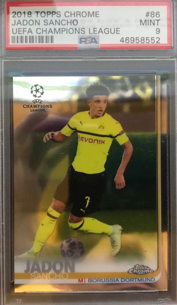 2018 Topps Chrome UEFA Champions League Jadon Sancho ROOKIE RC #86 PSA 9 MINT