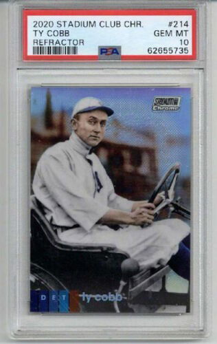2020 TOPPS STADIUM CLUB CHROME REFRACTOR #214 TY COBB TIGERS PSA 10 LOW POP