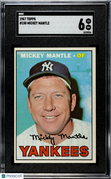 1967 Topps #150 Mickey Mantle Yankees SGC 6