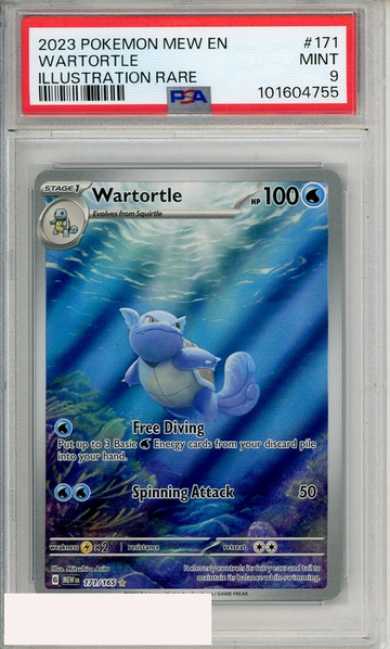 2023 POKEMON MEW EN-151 WARTORTLE #171 ILLUSTRATION RARE PSA 9 MINT