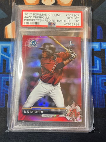 2017 Bowman Chrome Prospects Jazz Chisholm 1st Bowman Red Ref 4/5 SP  PSA 10 