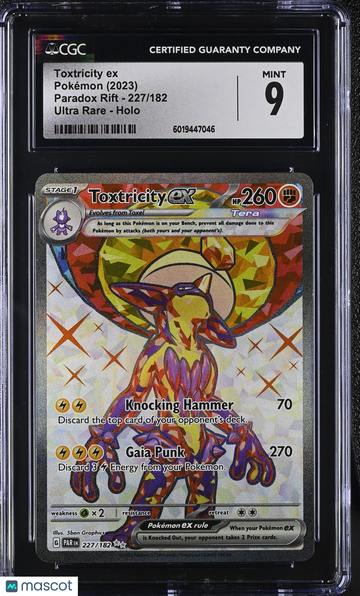 2023 Pokémon Paradox Rift Toxtricity ex Ultra Rare CGC 9 #227/182