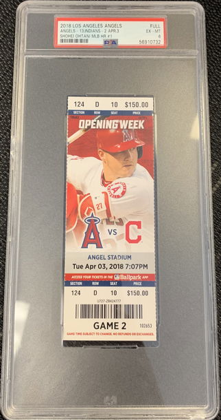 Shohei Ohtani Los Angeles Angels 4/3/2018 MLB HR #1 Full Ticket PSA 6