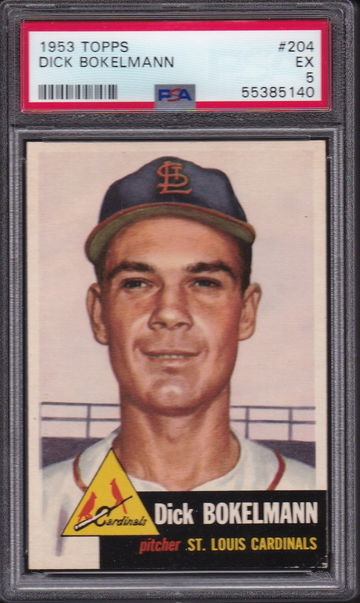 1953 Topps #204 DICK BOKELMANN St. LOUIS CARDINALS PSA 5 EX BASEBALL