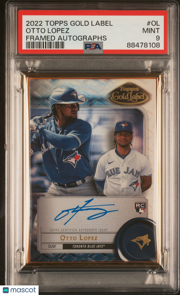 2022 Topps Gold Label Framed Autographs Otto Lopez #OL Framed Autographs PSA 9