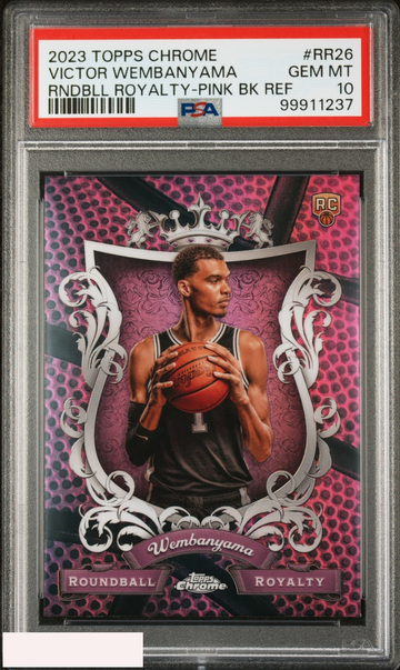 2023 TOPPS CHROME ROUNDBALL ROYALTY VICTOR WEMBANYAMA #RR26 PINK BK REF PSA 10
