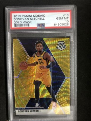 DONOVAN MITCHELL 2019-20 Panini Mosaic #13 Gold Wave PSA 10 GEM MINT