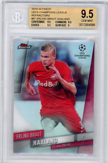 2019-20 Topps Finest UCL Erling Braut Haaland RC BGS 9.5 Rookie Refractor Silver