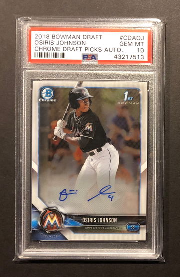 2018 Bowman Osiris Johnson Base Auto PSA 10