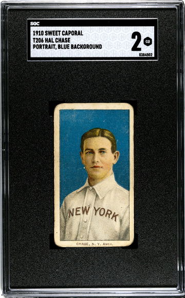 1910 T206 Sweet Caporal Hal Chase Portrait Blue SGC 2 Good