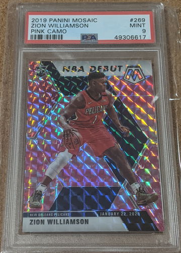 2019-20 MOSAIC 🏀 ZION WILLIAMSON PINK CAMO DEBUT ROOKIE PSA 9 PELICANS RC 🔥