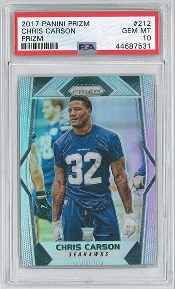 2017 Panini Prizm Chris Carson #212 Silver Prizm Rookie PSA 10 Seahawks