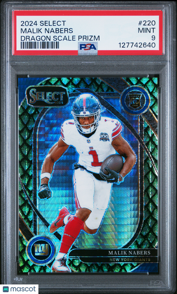 2024 Panini Select Malik Nabers #220 Dragon Scale Prizm /81 Rookie PSA 9