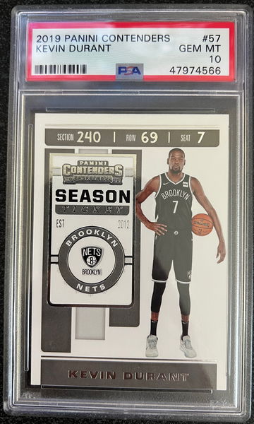 2019 Panini Contenders Kevin Durant SEASON TICKET #57 PSA 10 GEM MINT