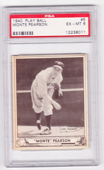 1940 play ball monte pearson psa 6 ex mt