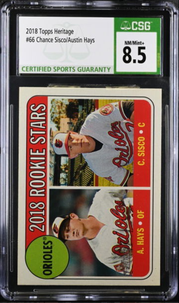 2018 Topps Heritage 66 Chance Sisco/Austin Hays CSG 8.5 NM/Mint+