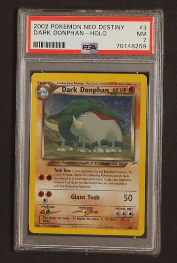 2002 Pokemon Neo Destiny Holo Dark Donphan #3 PSA 7