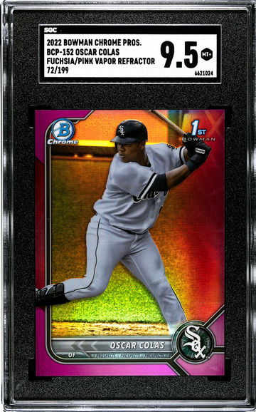 2022 Bowman Chrome Oscar Colas 1st Fuchsia/Pink Vapor Refractor number 72/199
