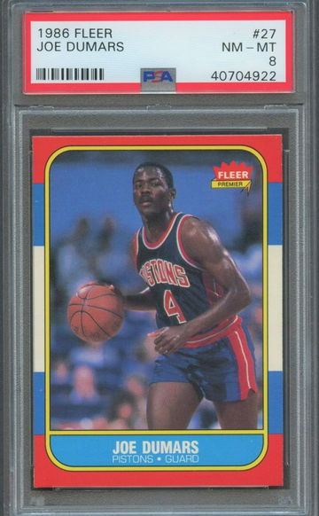 1986 Fleer JOE DUMARS RC #27 PSA 8 NM-MT