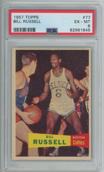 1957 Topps Basketball 77 BILL RUSSELL PSA 6 ICONIC Celtics Rookie Card RC