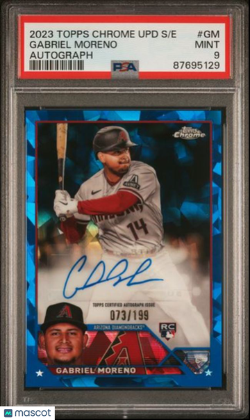 Gabriel Moreno RC Auto 2023 Topps Chrome Update Sapphire Autograph PSA 9 073/199