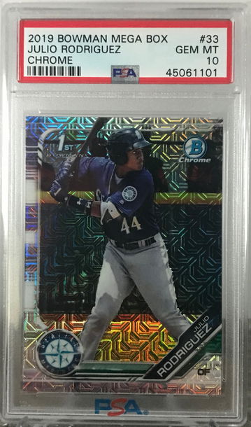 2019 1st BOWMAN CHROME JULIO RODRIGUEZ MEGA BOX MOJO #33 PROSPECT RC PSA 10! GEM MINT!  🔥🔥