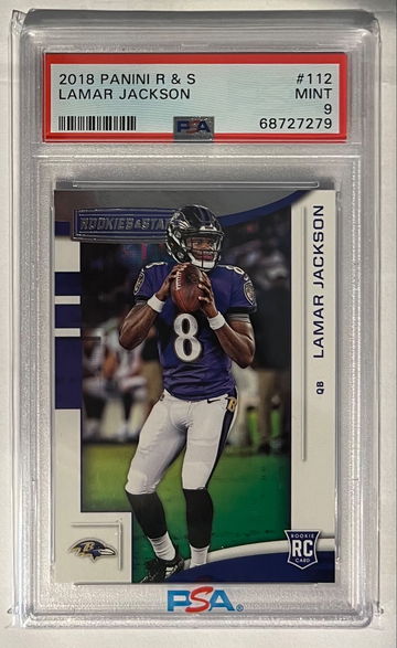 2018 Rookies & Stars Lamar Jackson Ravens Rookie PSA 9