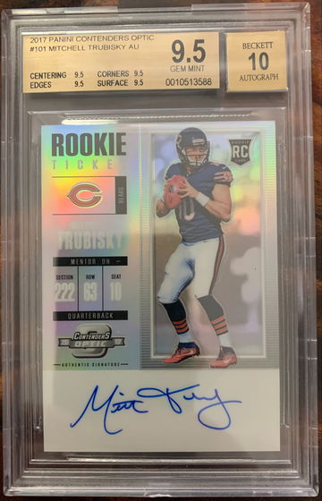 2017 Contenders Optic Mitchell Trubisky Rookie ticket Auto /300 BGS 9.5/10