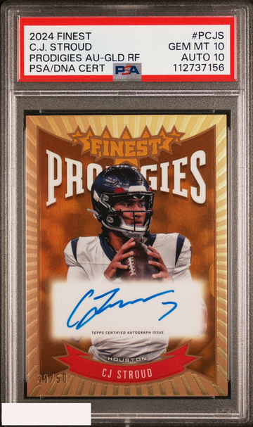 2024 TOPPS FINEST PRODIGIES AUTOGRAPH CJ STROUD #PCJS GOLD OF 50 RC PSA 10 AU 10