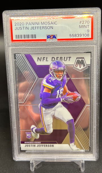2020 Panini Mosaic Justin Jefferson NFL Debut PSA 9 
