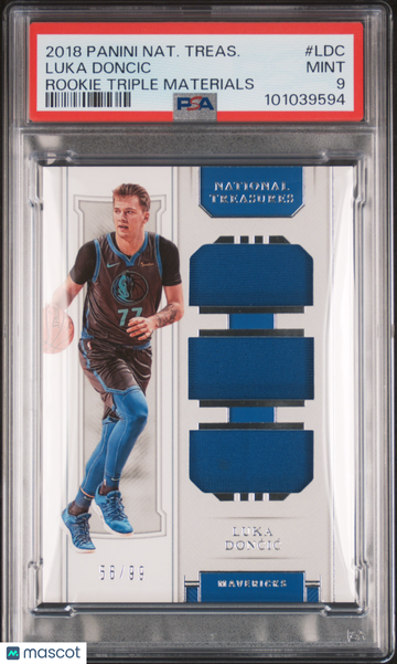 2018 Panini National Treasures Rookie Triple Materials Luka Doncic #LDC 56/99 /99 PSA 9
