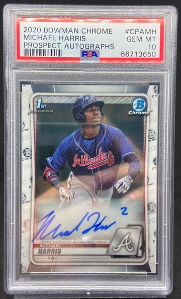 Michael Harris 2020 Bowman Chrome Prospect Auto PSA 10