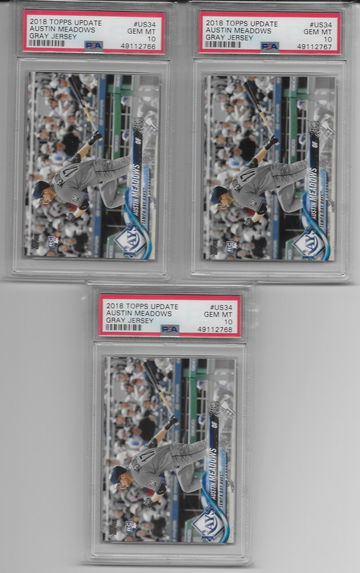 Lot of 3 2018 Topps Update Austin Meadows PSA 10