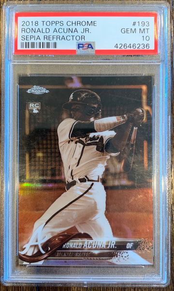 2018 Topps Chrome Sepia Refractor Ronald Acuna PSA 10