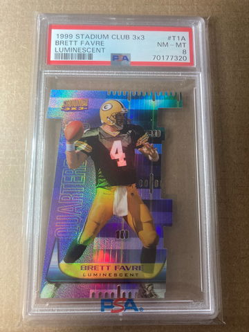 1999 Stadium Club Brett Favre Luminescent Die Cut Refractor PSA 8 Rare Pop 3