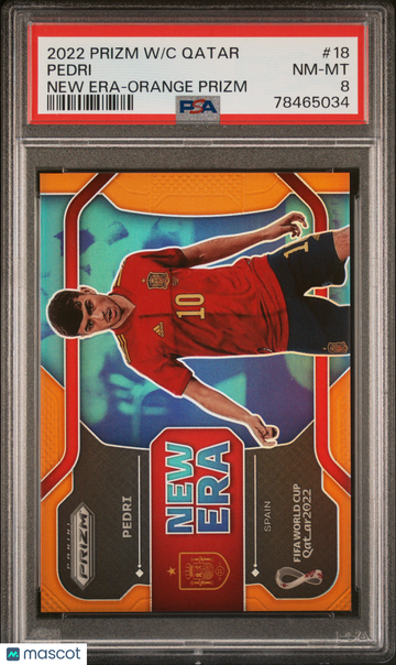 2022 Panini Prizm World Cup Qatar New Era Pedri #18 Orange PSA 8