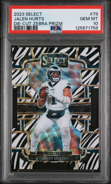 2023 Prizm Zebra Die Cut Jalen Hurts #79 PSA 10