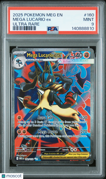 2025 Pokemon Meg EN-Mega Evolution Mega Lucario EX Ultra Rare PSA 9 #160