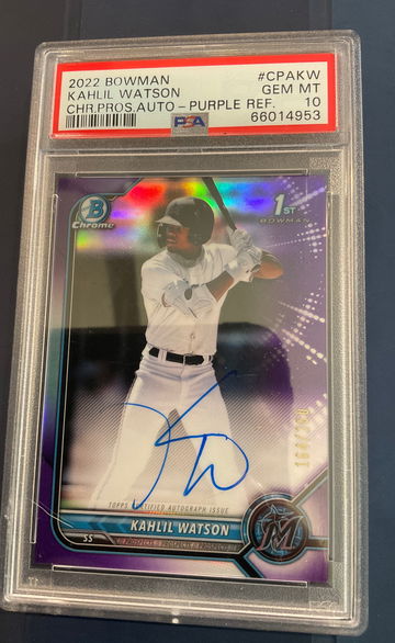 Kahlil Watson 2022 Bowman Chrome True Purple 1st Bowman Auto! 164/250!