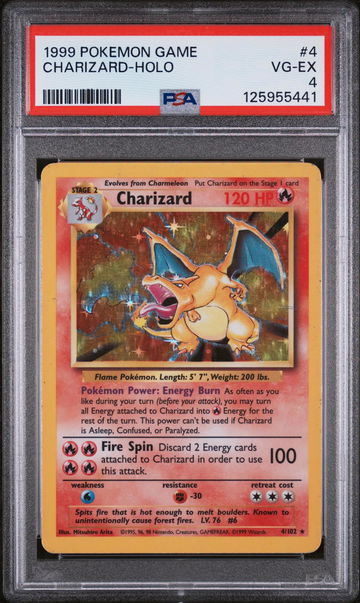 1999 Pokemon Base Set Holo Charizard #4 PSA 4