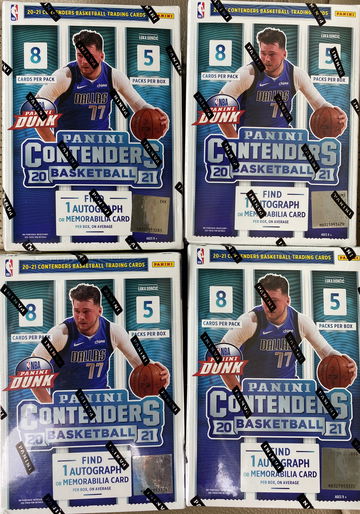 (14) 2020-21 Panini Contenders Basketball Blaster Box — One Auto or Memorabilia Card Per Box