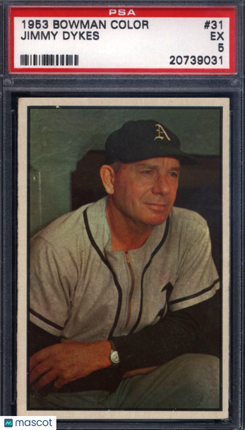 1953 Bowman Color #31 Jimmy Dykes Athletics PSA 5
