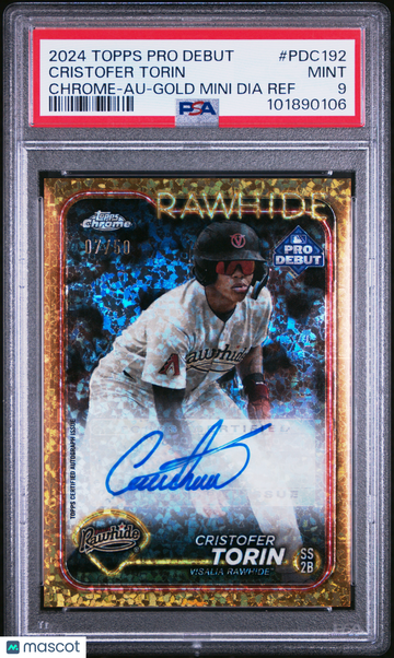2024 Topps Pro Debut Cristofer Torin #PDC192 Chrome Au Gold Mini Dia Ref /50 PSA 9