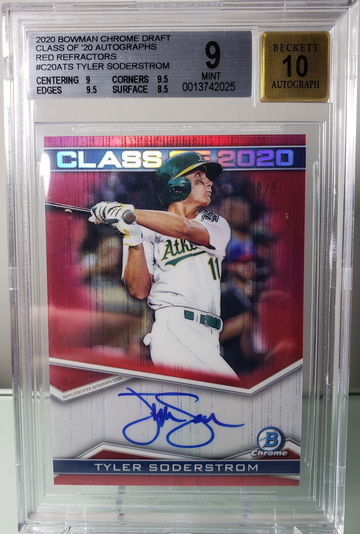 2020 Bowman Tyler Soderstrom Class of 2020 Red Refractor Auto BGS 9 2/5
